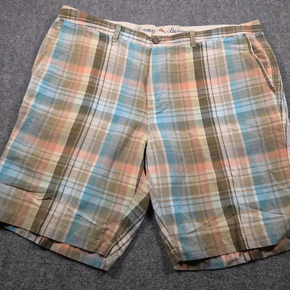 Tommy Bahama Shorts Men's 40 Colorful Plaid Paradise Nation Linen/Tencel Blend